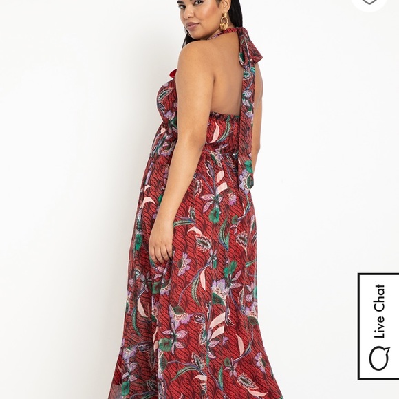 NWT ELOQUII 20W Lilac and Vine Halter Maxi Dress - Picture 3 of 8